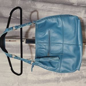 The Sak Large Boho Bag, Turquoise Leather Handbag, Shoulder Bag